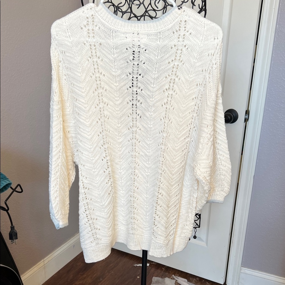 LC Lauren Conrad Cream Knit Cardigan with light blue trim - excellent condition - Picture 3 of 3